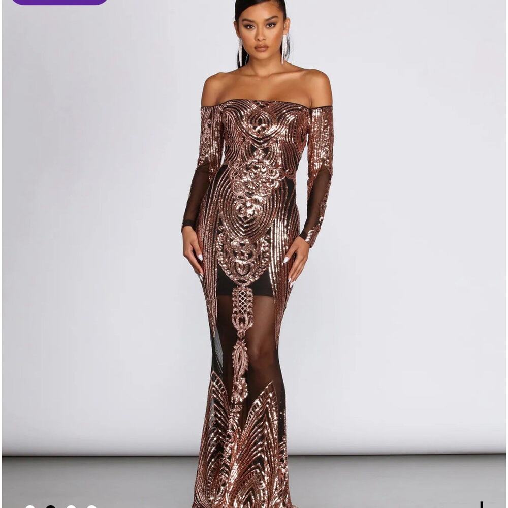 Valiant Formal Long Sleeve Sequin Dress